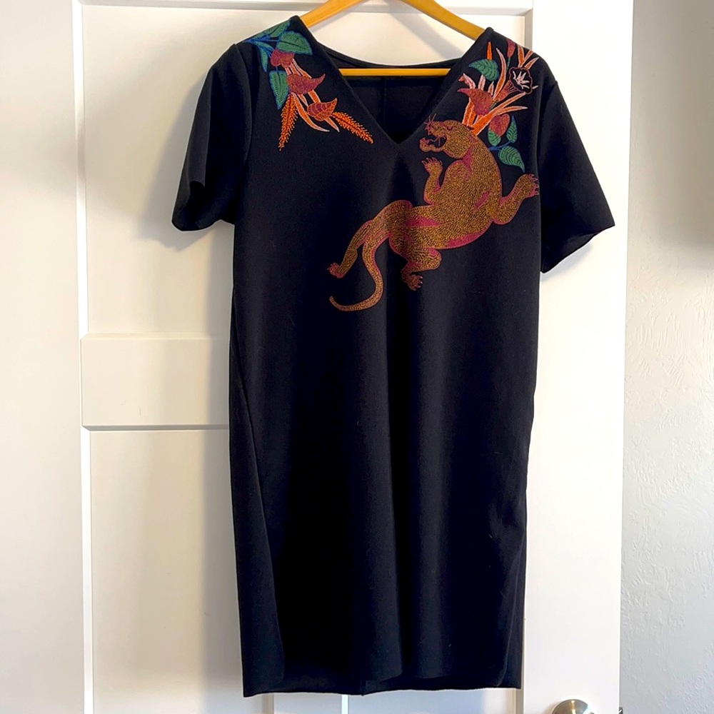 Zara embroidered panther dress